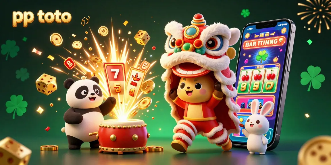 Experience the excitement of pp toto with vibrant 3D characters dancing amidst a jackpot explosion in a lively gambling scene.