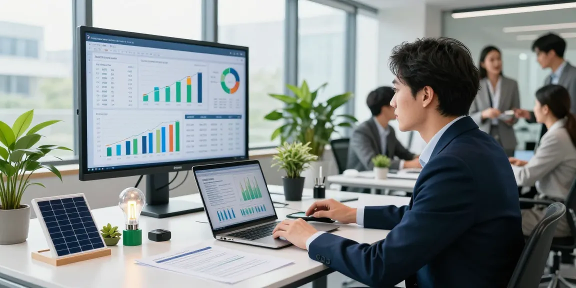 Business energy comparison UK 2026 consultation in a modern office with a consultant analyzing data and discussing energy strategies.
