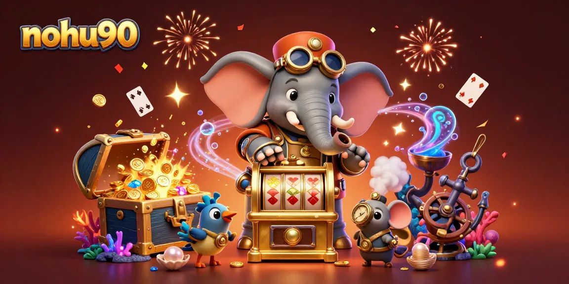 Nohu90 engages players with exciting slots surrounded by treasure and vibrant casino themes.