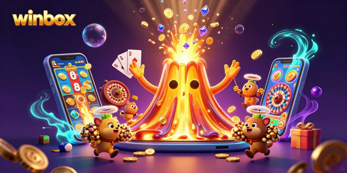 Winbox offers exciting gaming experiences featuring vibrant slot games, a golden volcano, and treasure-filled adventures.