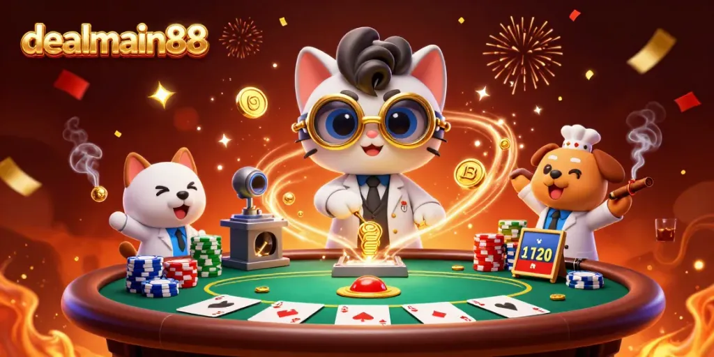Experience thrilling gaming adventures with dealmain88's vibrant casino illustration.