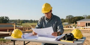 Structural integrity assessment in Missouri with a licensed engineer reviewing blueprints and site details.
