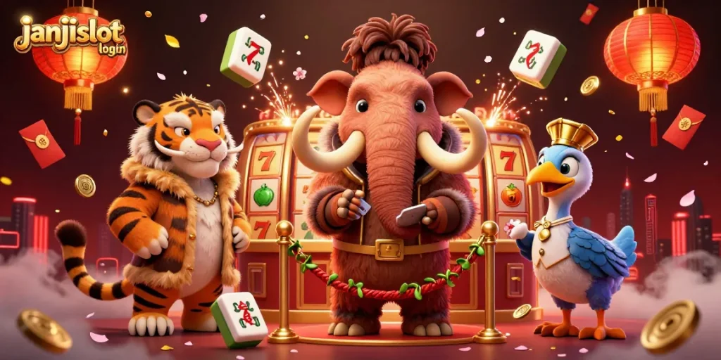 Experience janjislot login with a captivating 3D casino scene featuring enchanting characters and vibrant game elements.