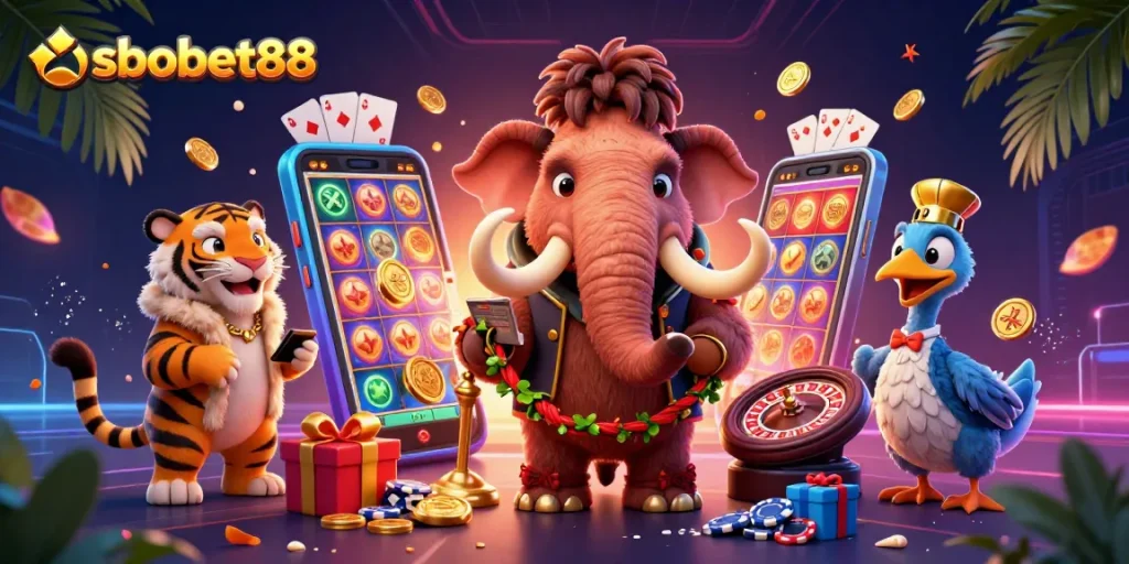Experience the thrill of sbobet88 with iconic characters and dynamic casino elements.